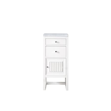 James Martin Vanities Athens 15in Base Cabinet w/ Drawers and Right Door, Glossy White w/ 3 CM Carrara Marble Top E645-B15R-GW-3CAR